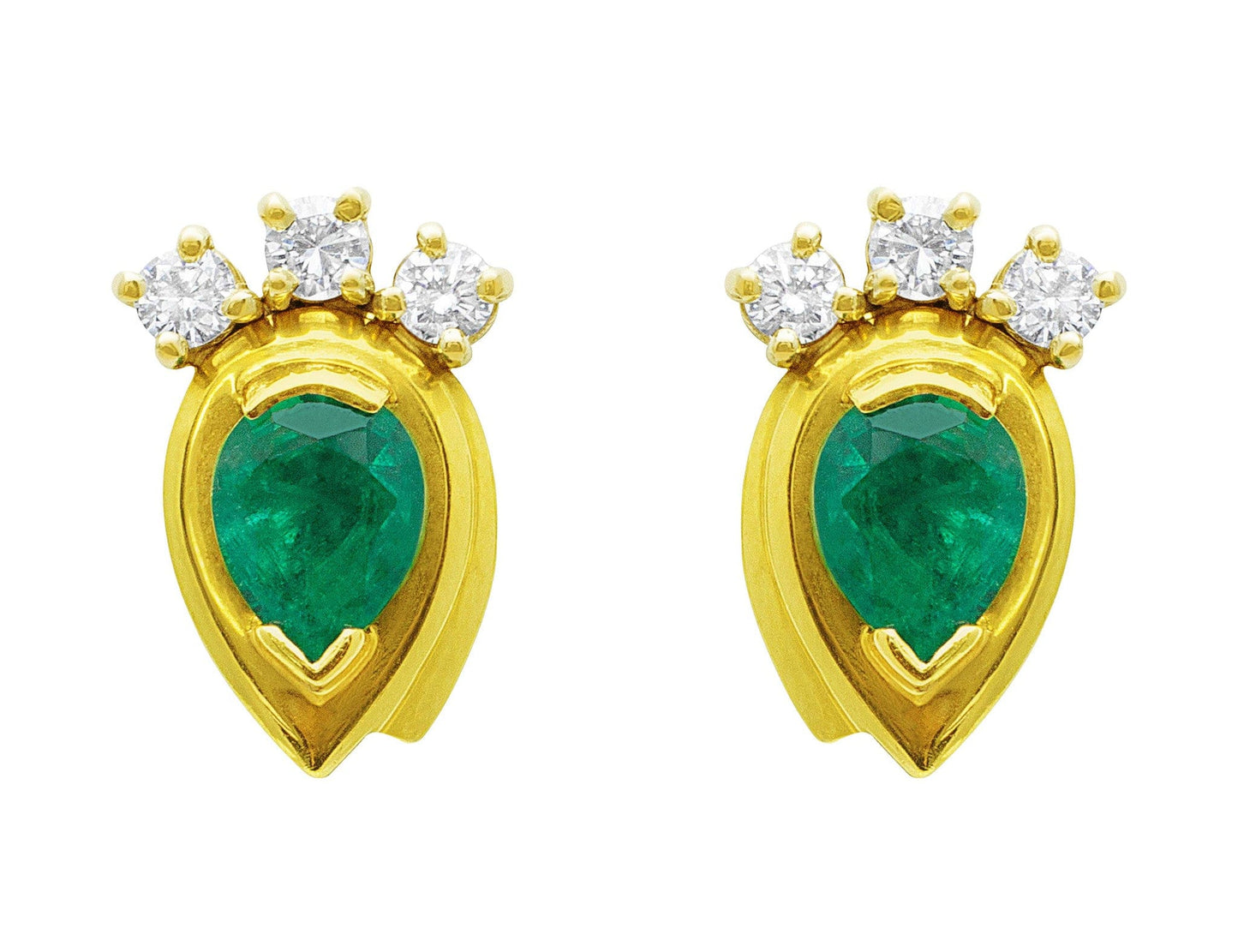 Pear Shaped Emerald and Diamond Earrings