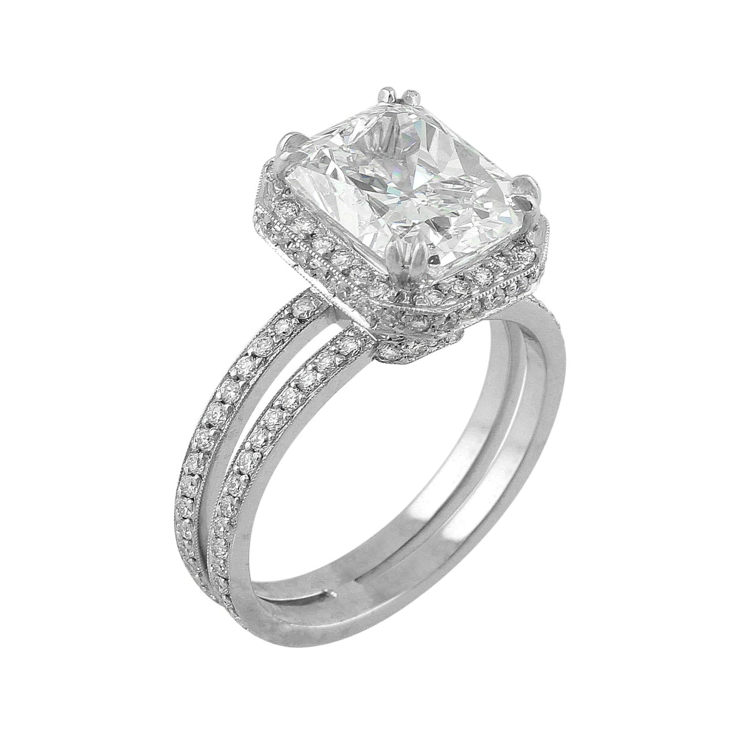 Platinum 4ct Internally Flawless Radiant Cut Diamond Ring