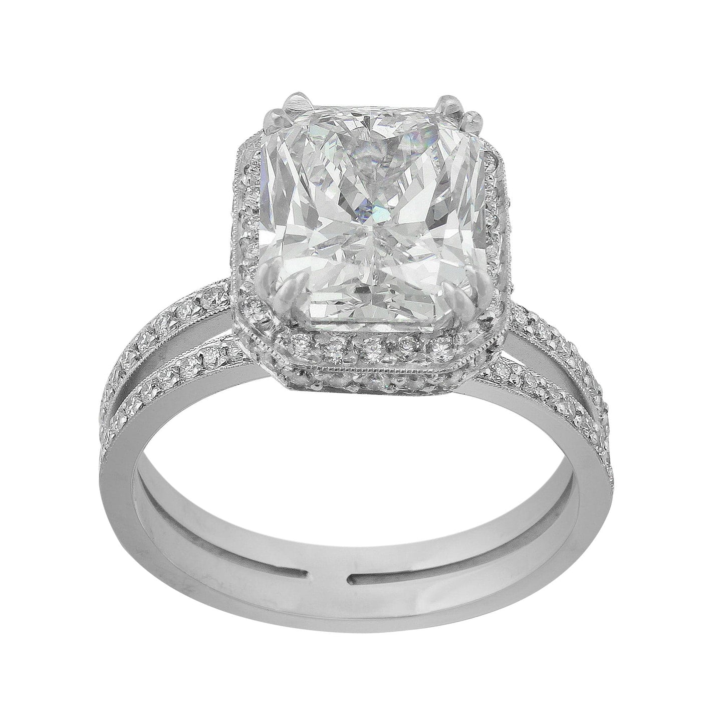 Platinum 4ct Internally Flawless Radiant Cut Diamond Ring