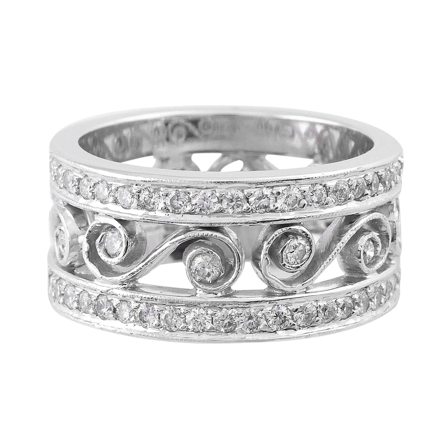 18k White Gold Wave Design Diamond Band