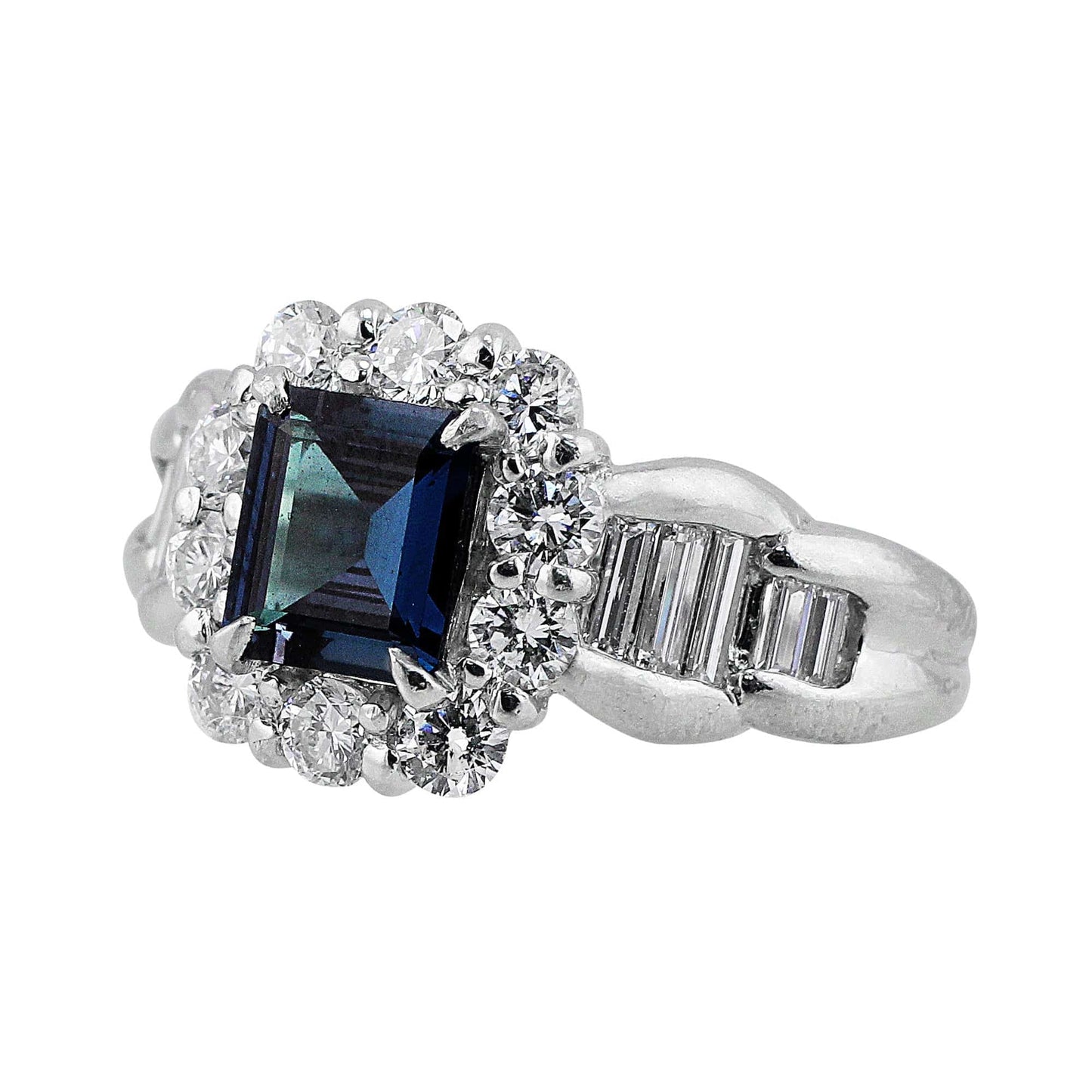 Platinum Diamond Alexandrite Ring