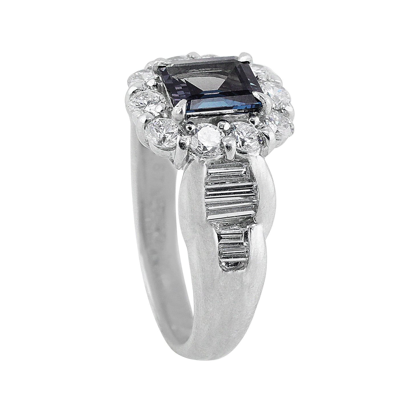 Platinum Diamond Alexandrite Ring
