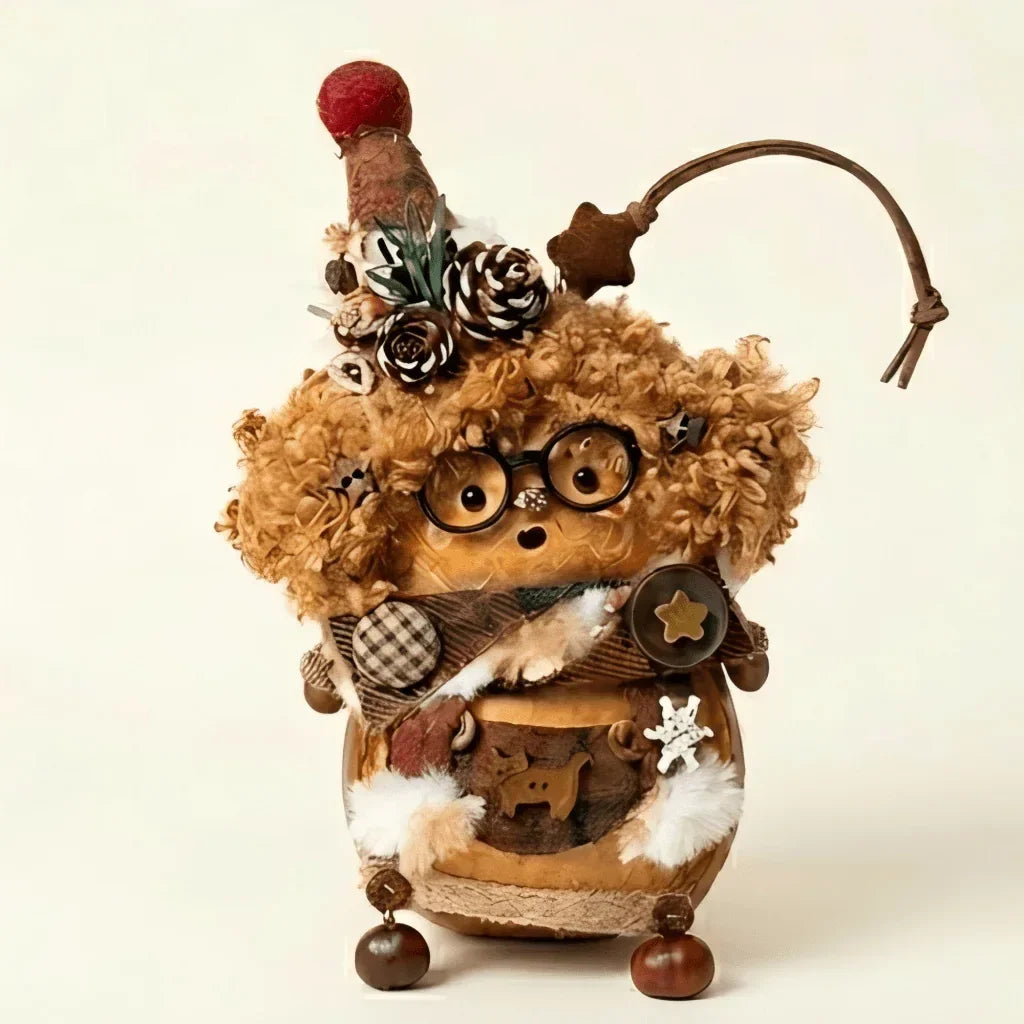 Jolly Pod Sprite – vibrant handmade autumnal forest figurine with orange pigtails | ZAPIFIY