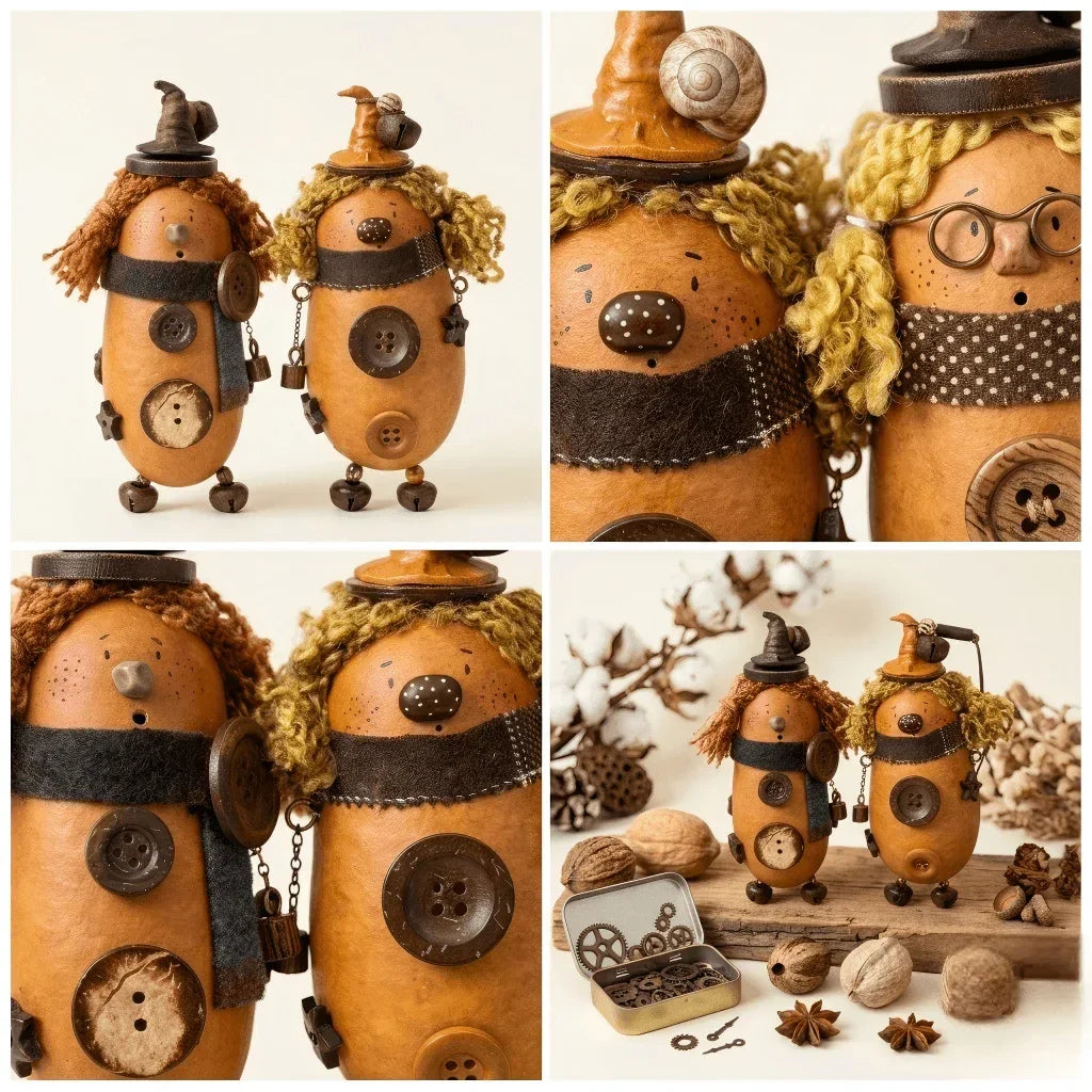 Lumos & Luna Pod Sprite pair view – complementary artisan forest guardian duo | ZAPIFIY