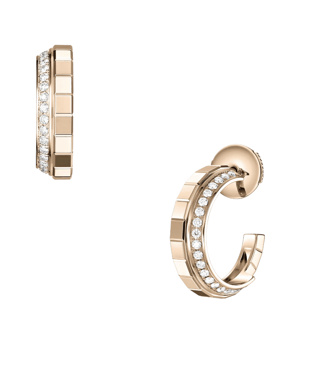 Ice Cube Rose Gold Small Diamond Hoop Earrings