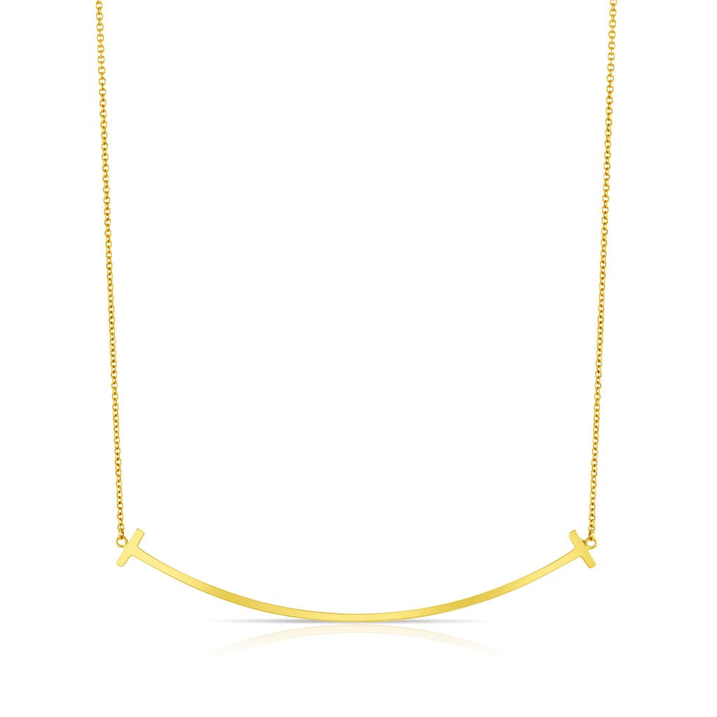 Tiffany & Co. 18K Yellow Gold Large T Smile Pendant Necklace - Estate