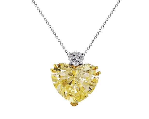 Rivière Platinum 18k Yellow Gold 20ct Fancy Light Yellow Diamond Heart Necklace