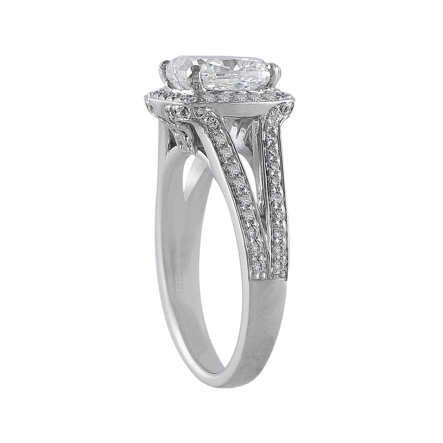 Rivière 18k White Gold 2ct Cushion Cut Diamond Ring