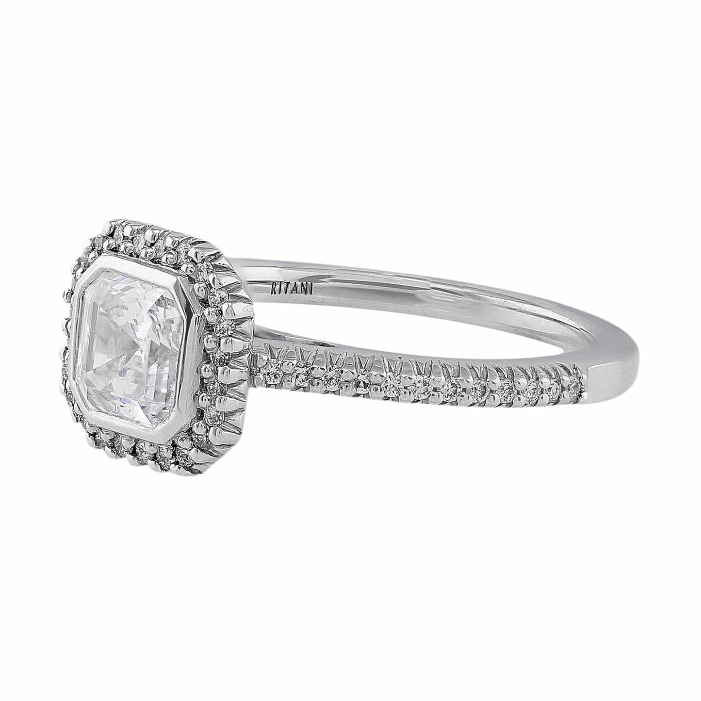 Ritani Bella Vita 18k White Gold Asscher Diamond Solitaire Ring