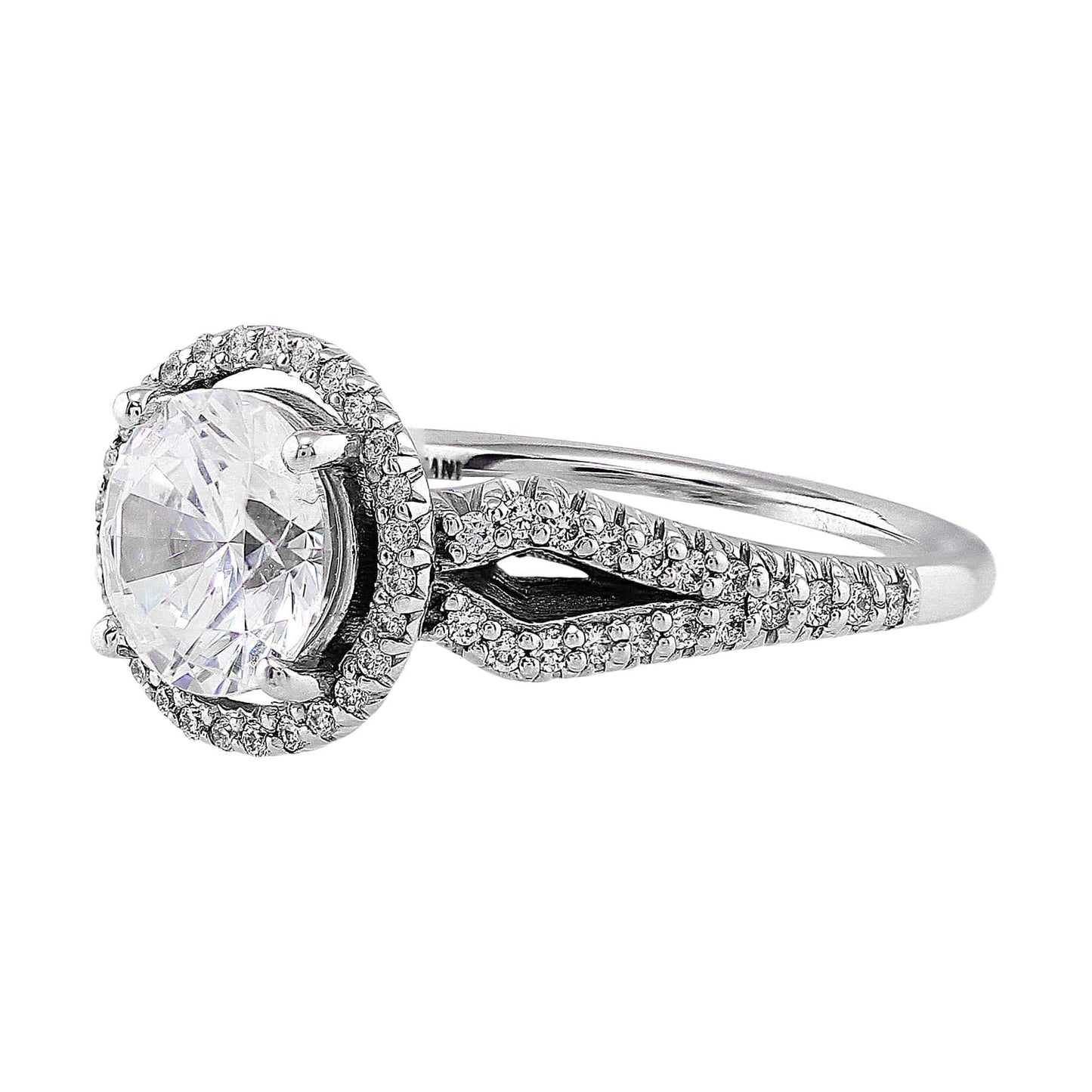Ritani Bella Vita 18k White Gold Halo Split Shank Engagement Ring