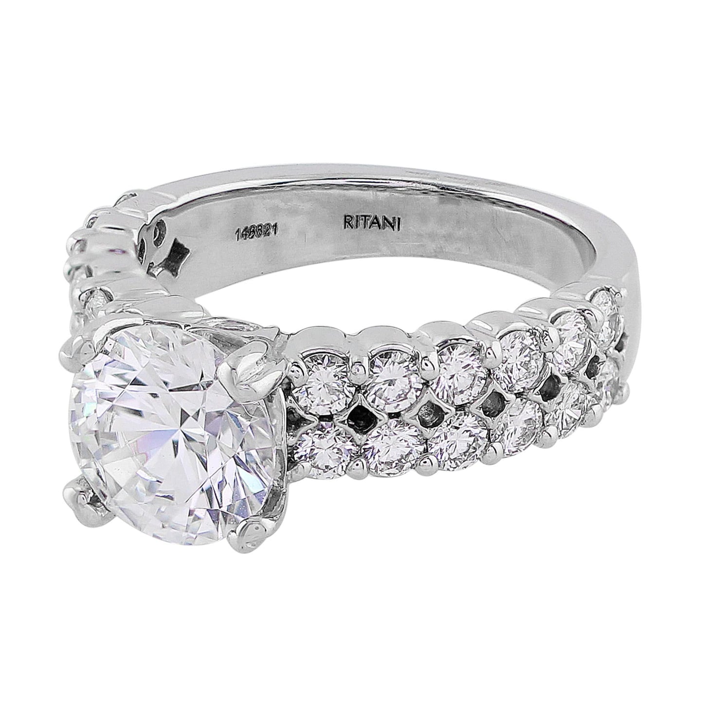 18k White Gold Diamond Double Row Setting