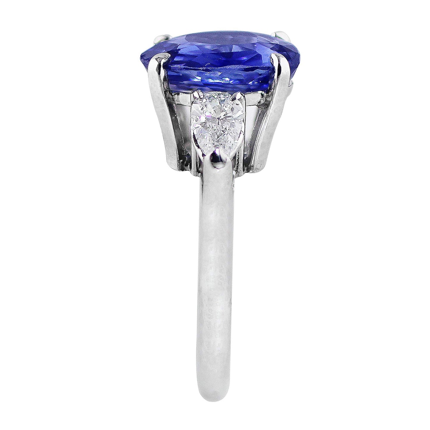 Platinum 7ct Ceylon Sapphire Pear Diamond Ring