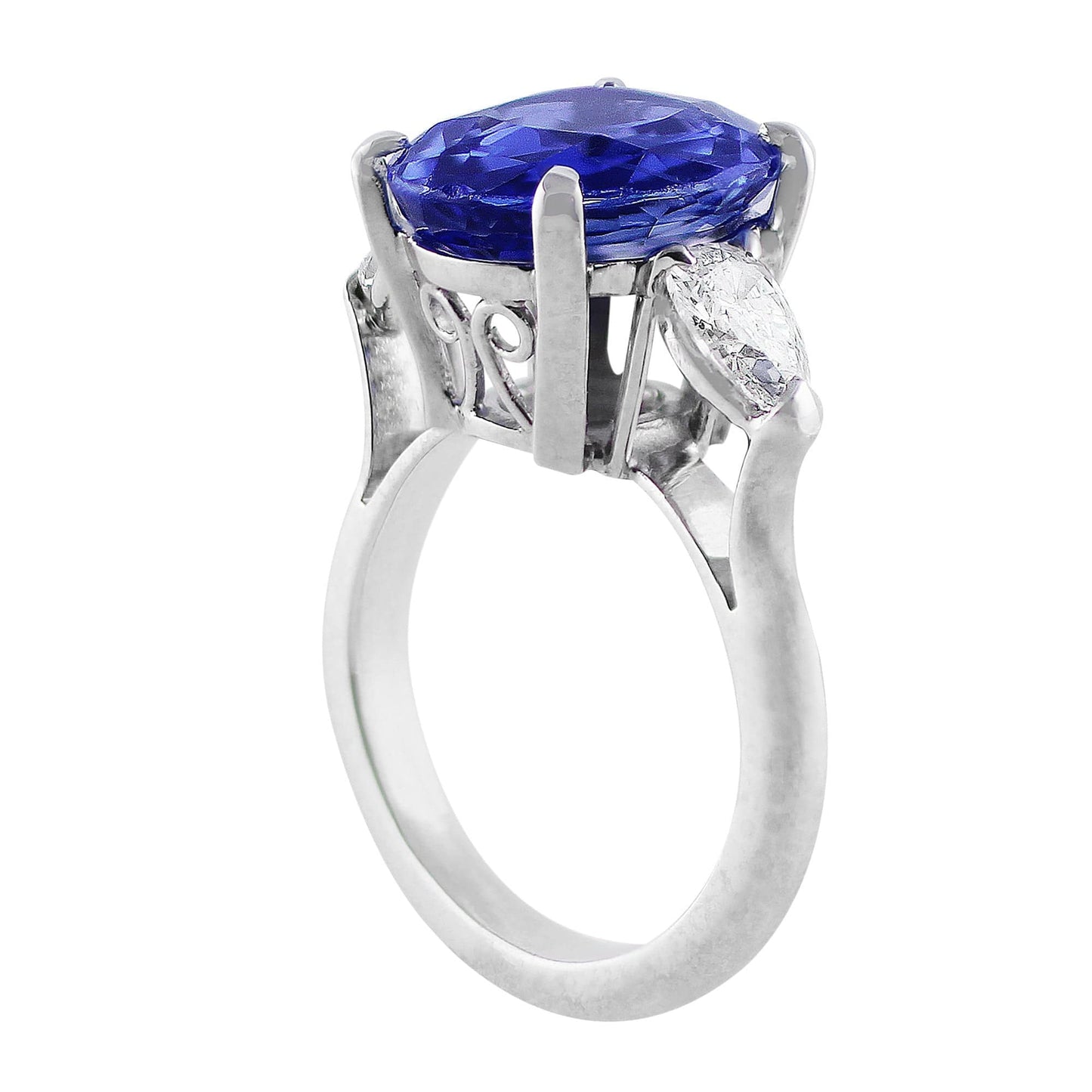 Platinum 7ct Ceylon Sapphire Pear Diamond Ring