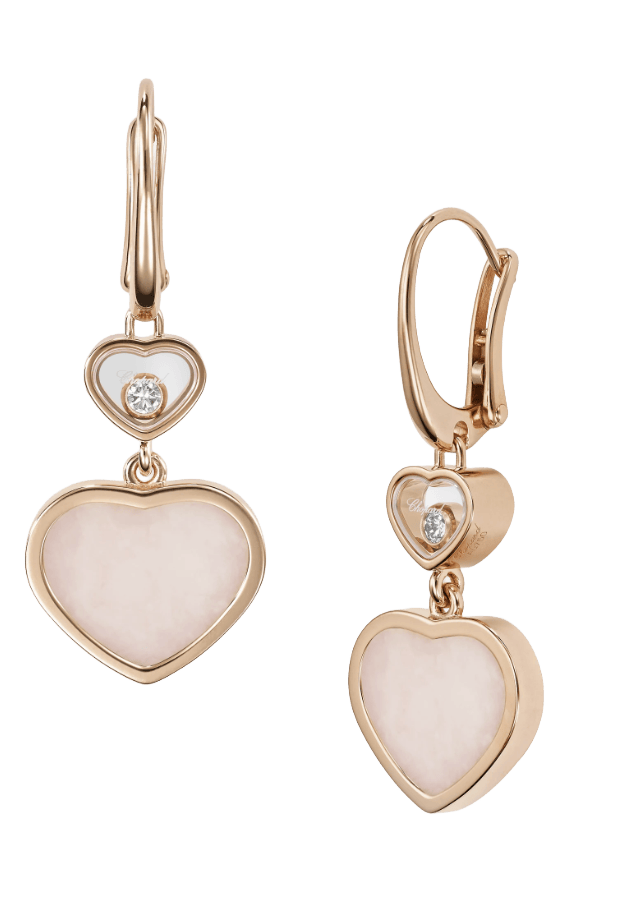 Happy Hearts Drop Earrings Pink Opal