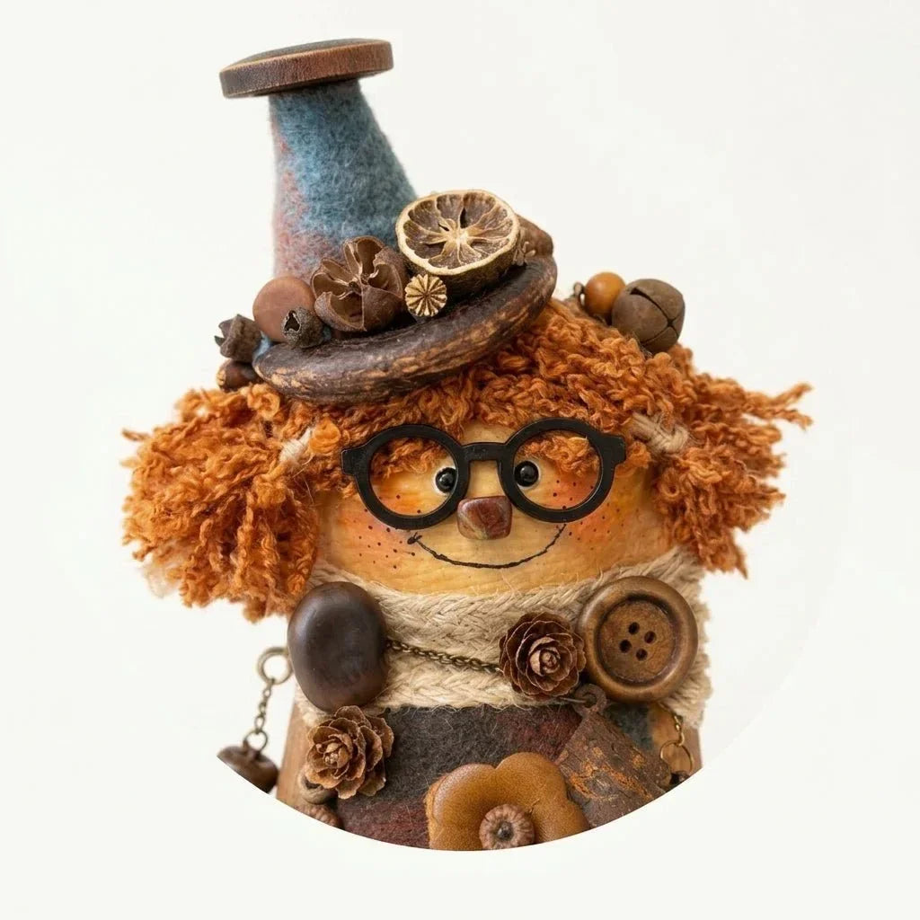 Quill Pod Sprite detail – feathery artisan forest nature figurine handmade gift | ZAPIFIY