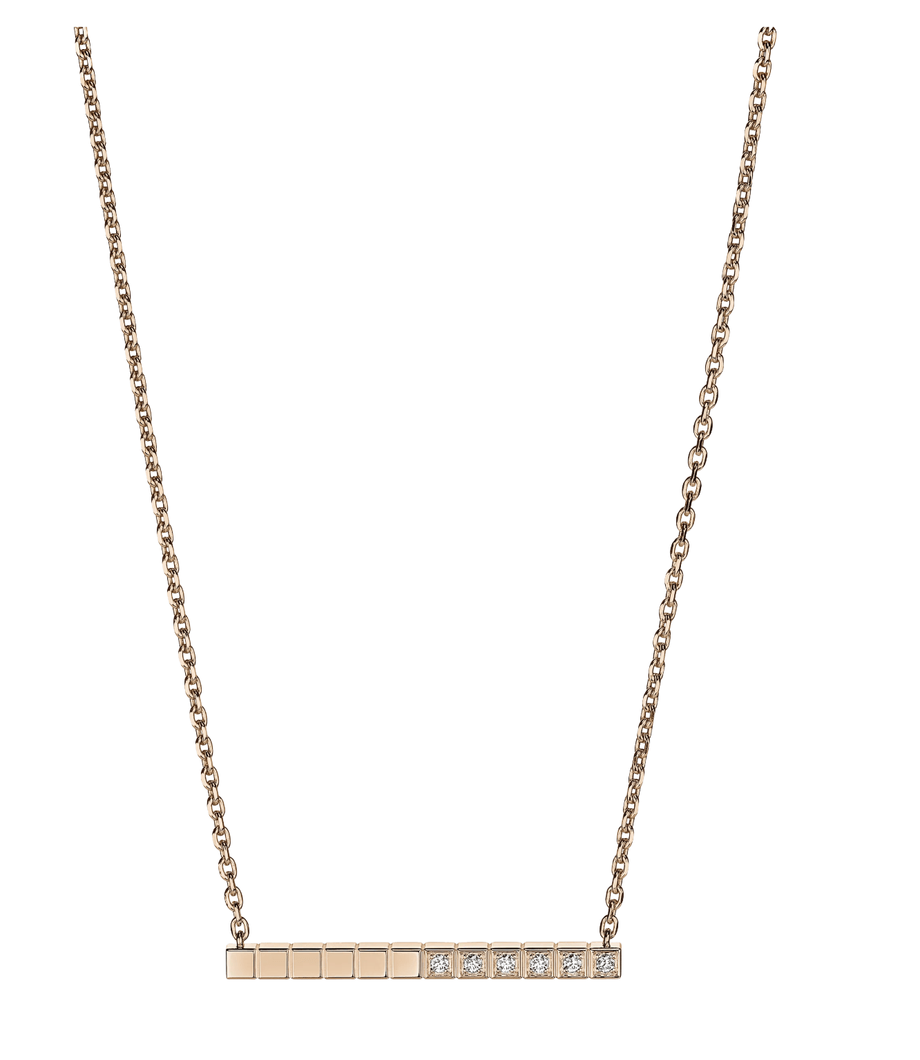Ice Cube Rose Gold Half-Set Diamond Necklace