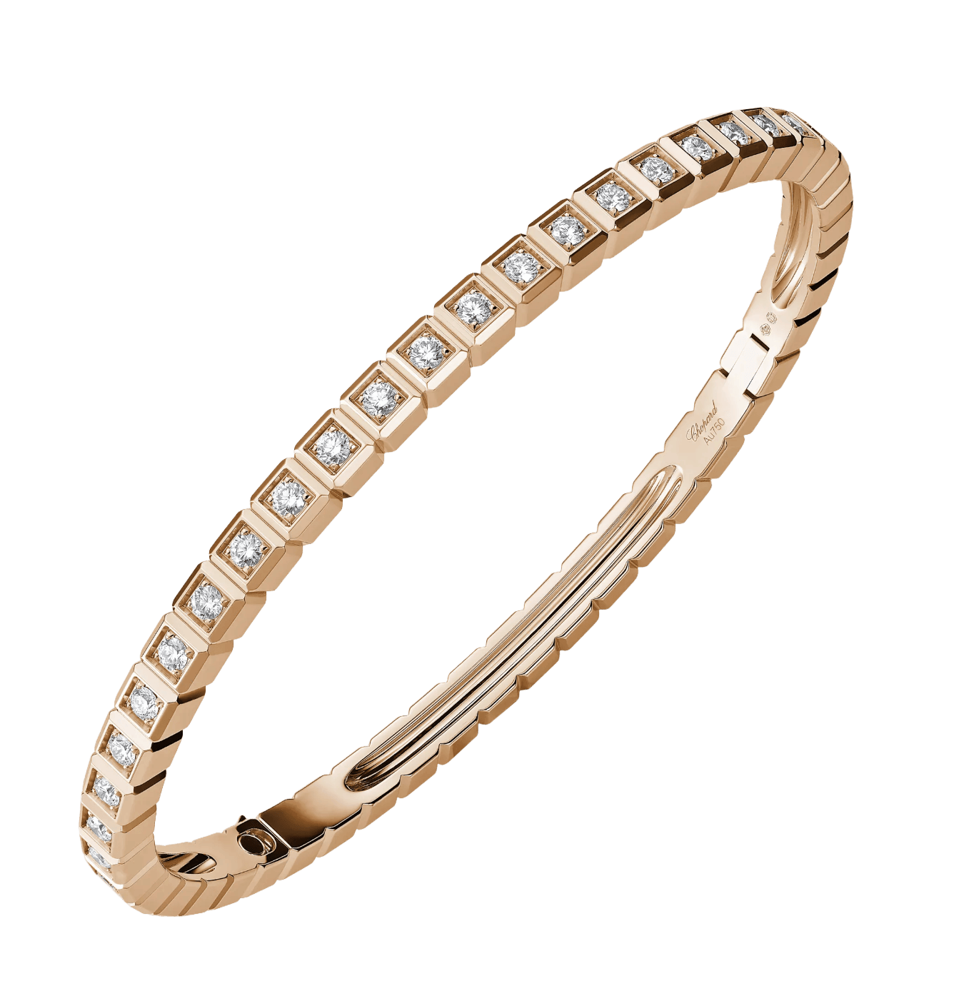 Ice Cube Rose Gold Diamond Bangle Bracelet