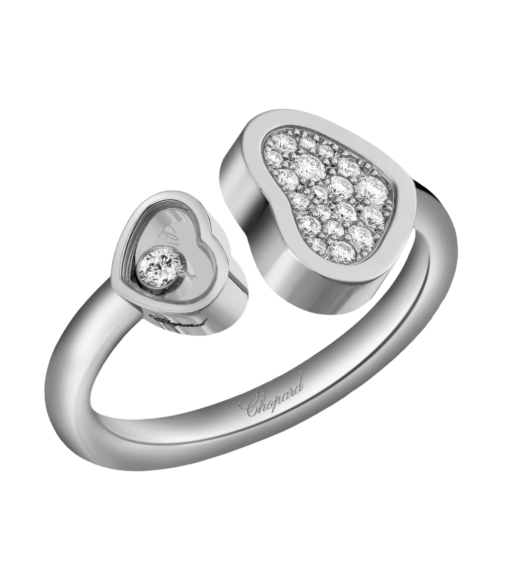 Happy Hearts White Gold Ring