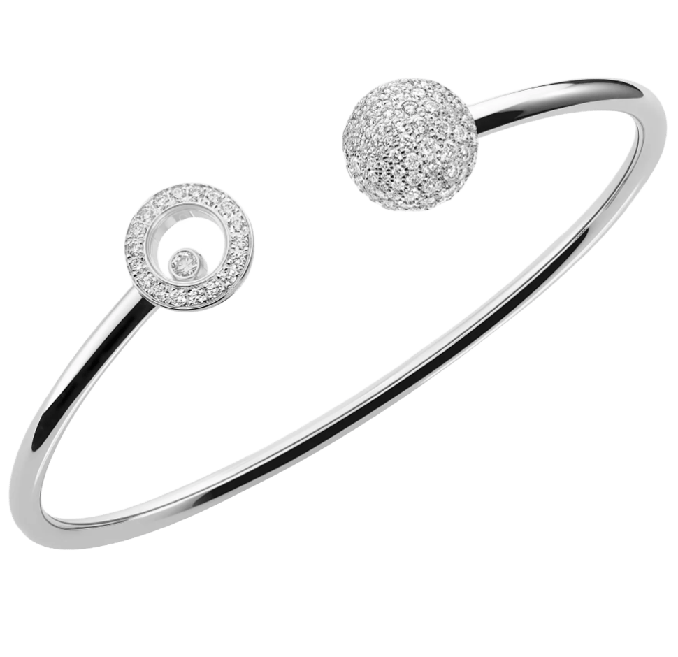 Happy Diamonds Planet White Gold Diamonds Bangle Bracelet