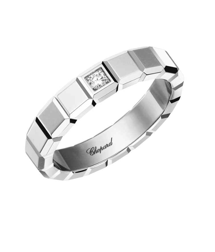 Ice Cube Single Diamond Ring White Gold