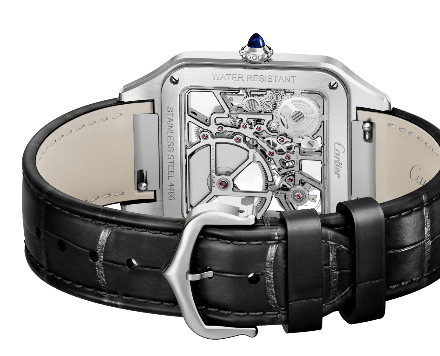 Santos-Dumont skeleton watch equipped with a micro-rotor WHSA0044