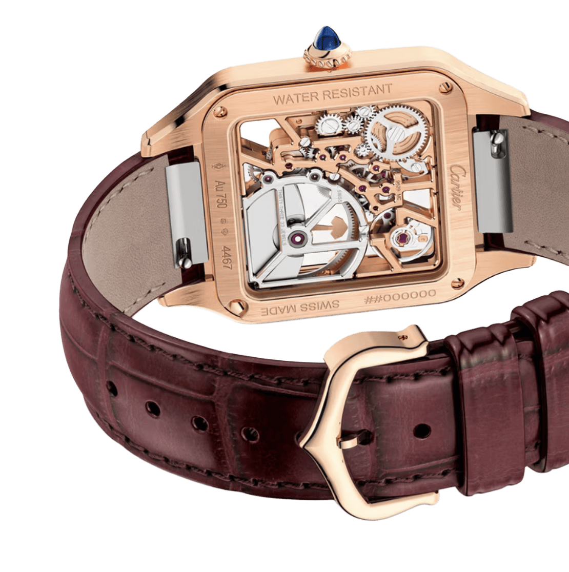 Santos-Dumont skeleton watch equipped with a micro-rotor WHSA0031