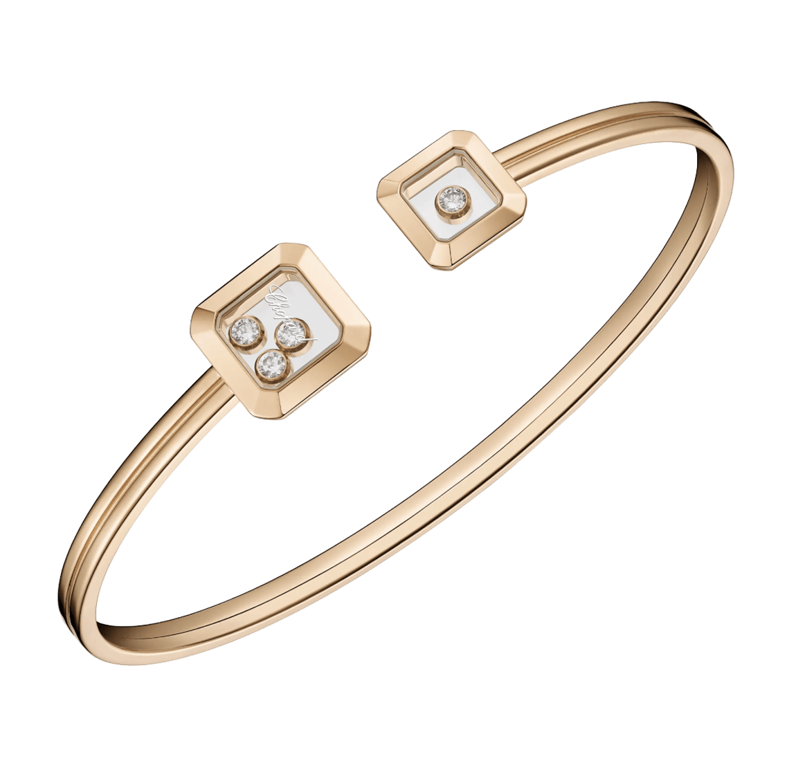 Happy Diamonds Icons Square Rose Gold Bangle Bracelet
