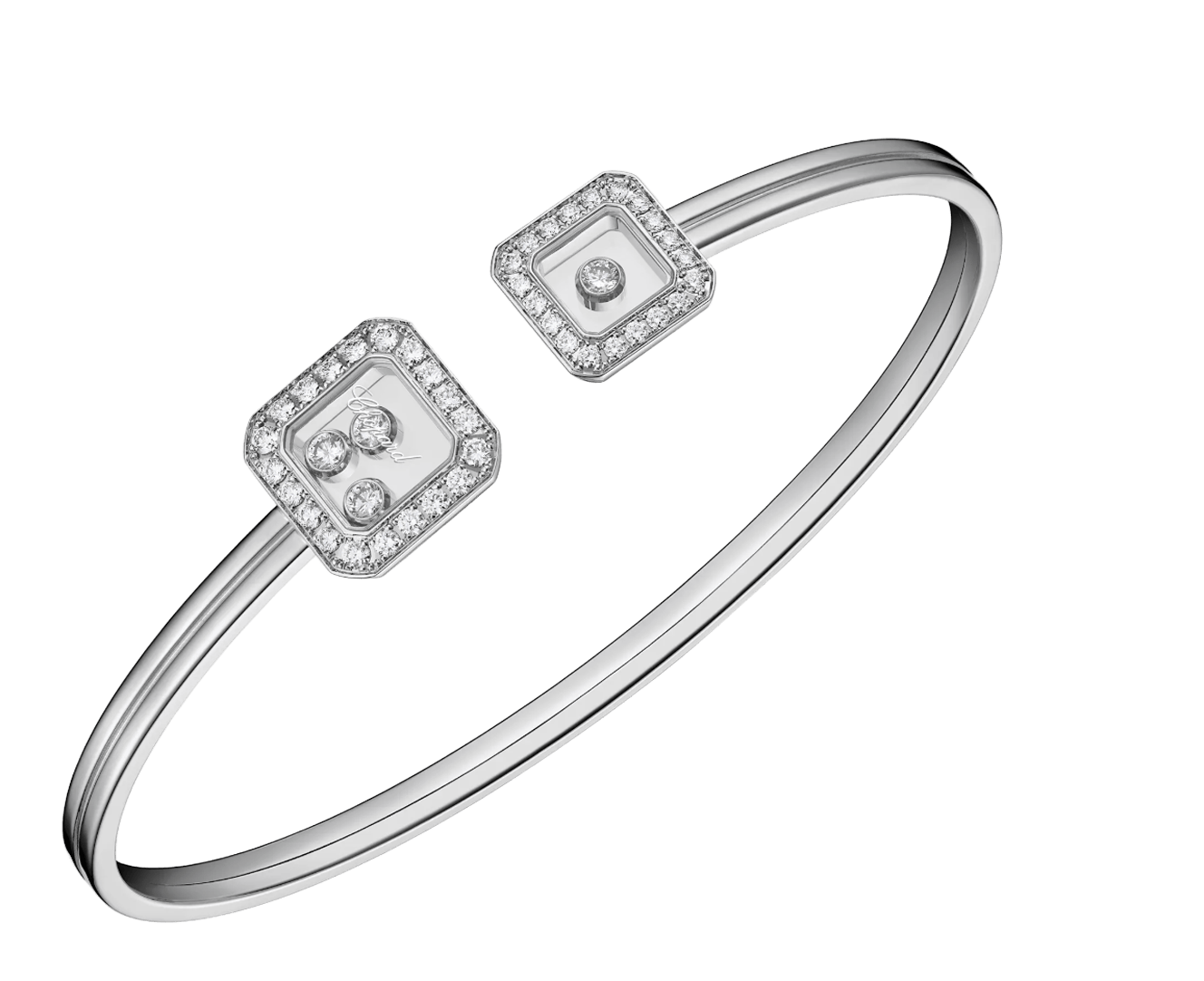 Happy Diamonds Icons Square White Gold Bangle Bracelet