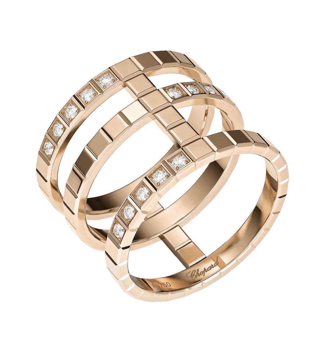 Ice Cube Rose Gold Diamond Ring