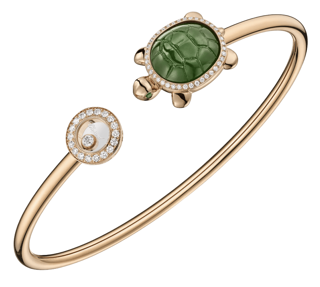 Happy Diamonds Turtle  Bangle Bracelet Tsavorite