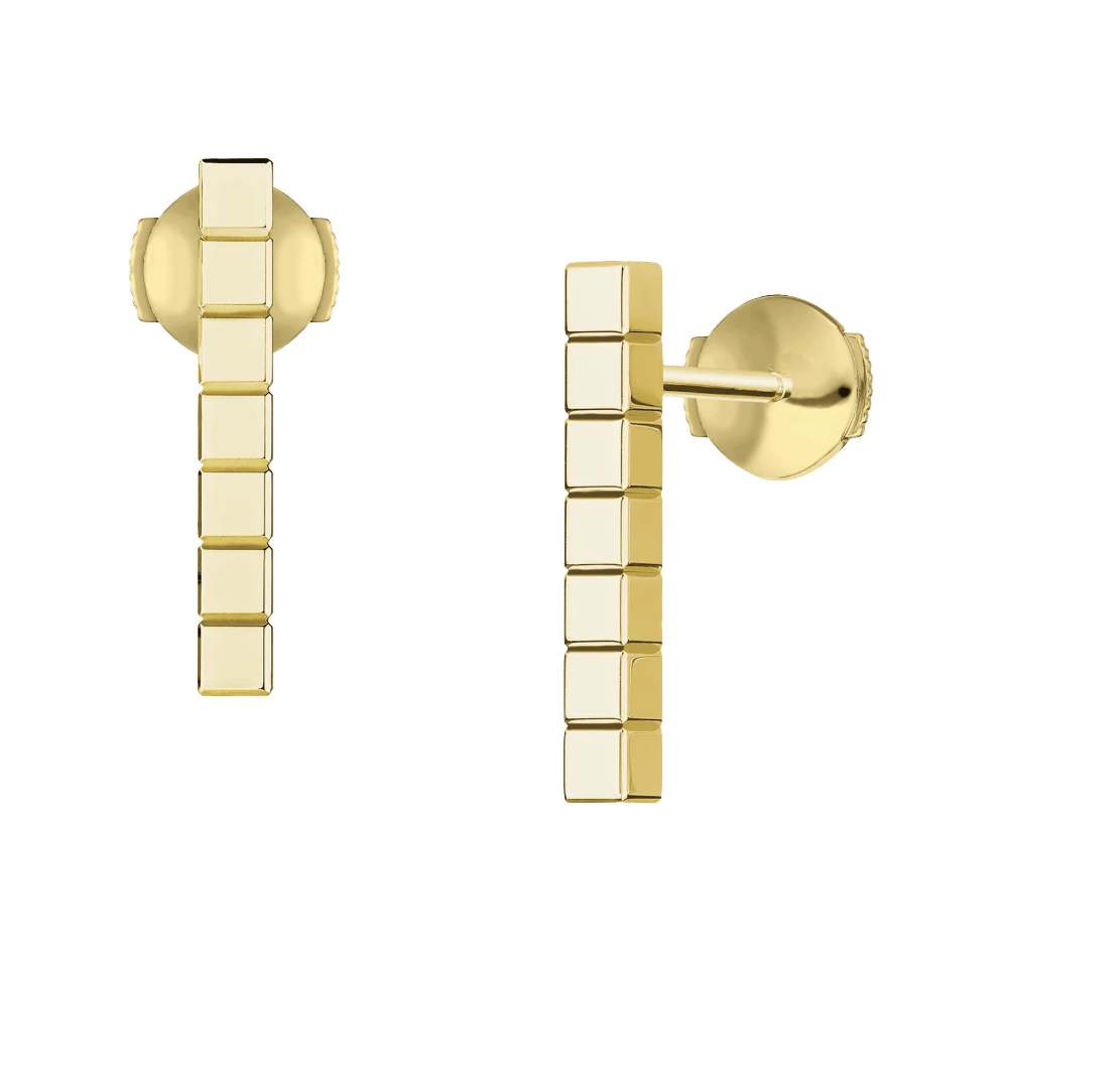 Ice Cube Yellow Gold  Earrings