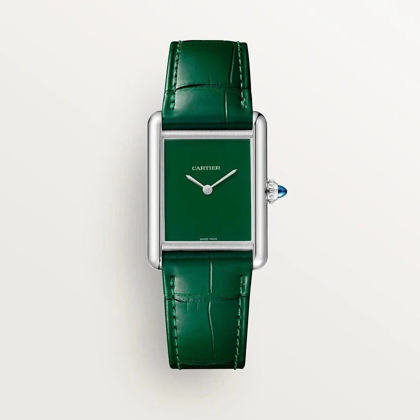 Tank Must de Cartier-horloge, Large model, quartz movement, steel, leather CRWSTA0115