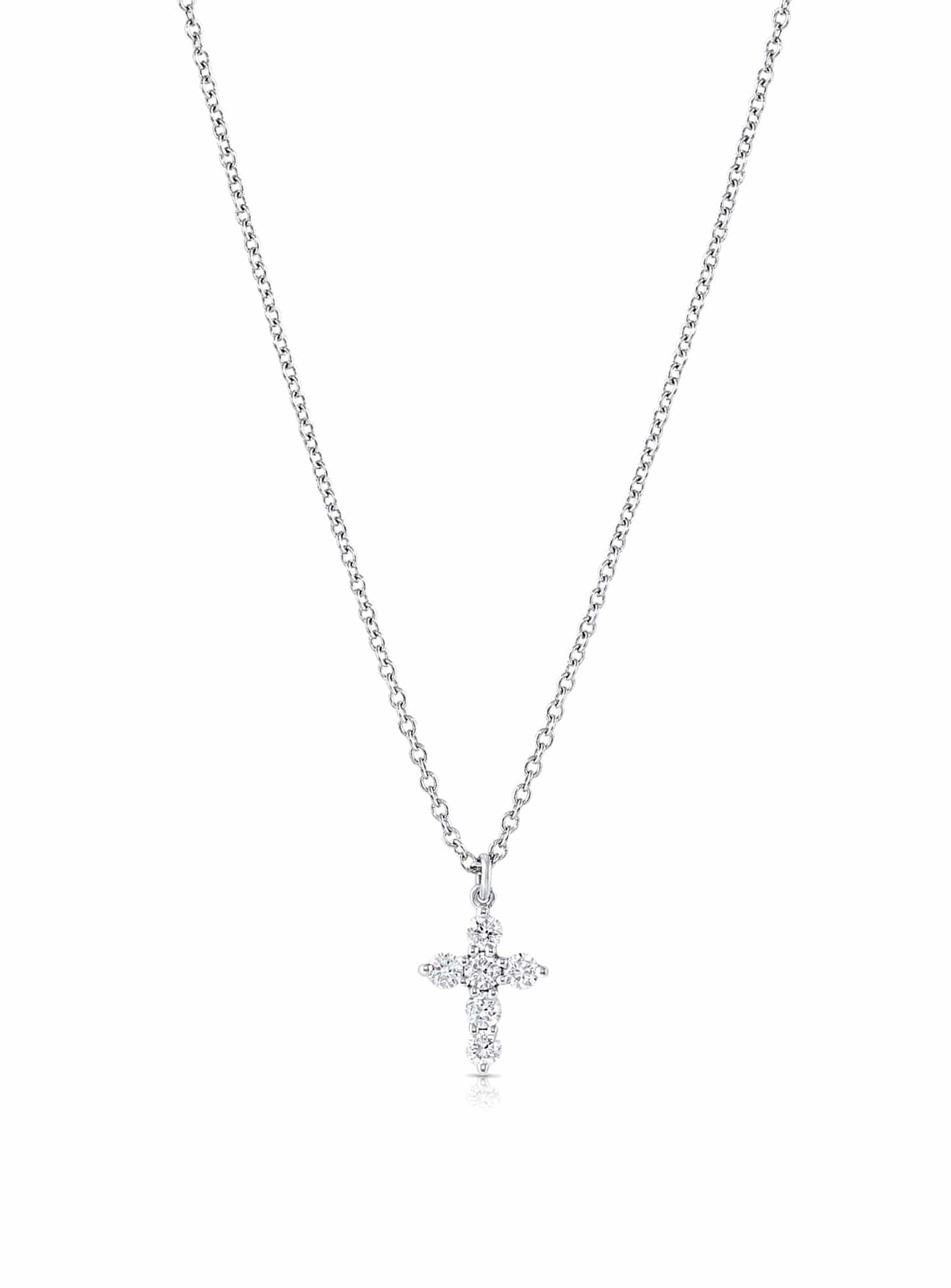 18k White Gold Diamond Necklace With Cross Pendant