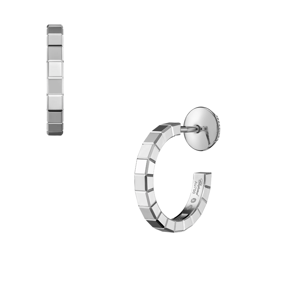 Ice Cube White Gold Small Hoop Earrings