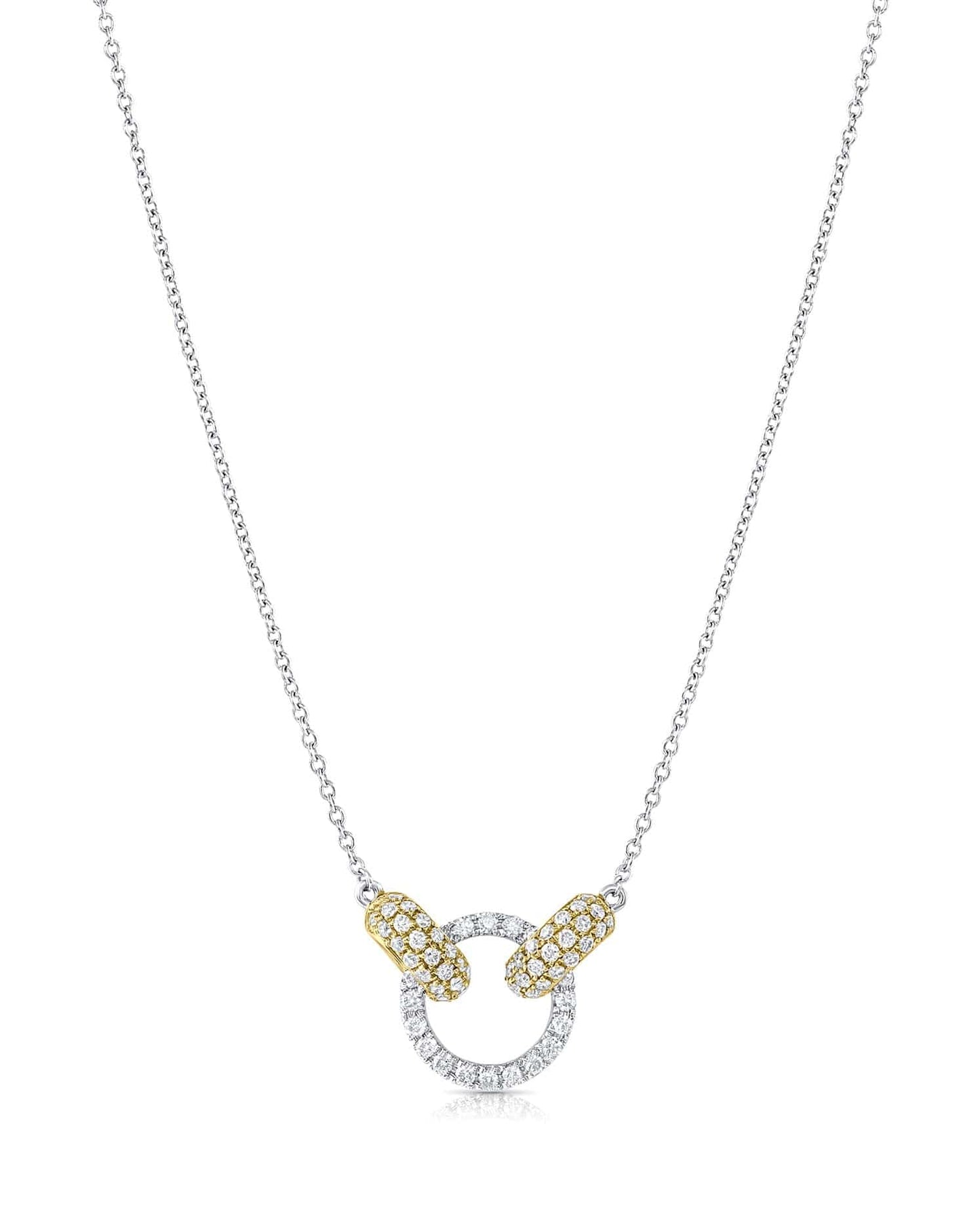 18k White And Yellow Gold Diamond Circle And Oval Necklace