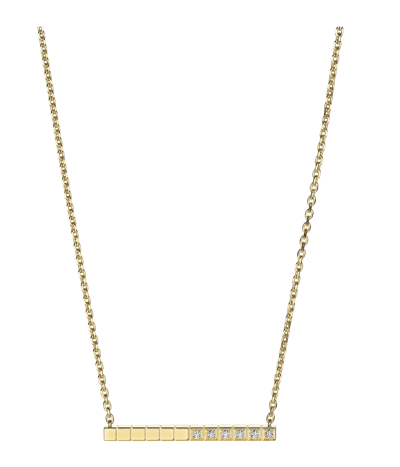 Ice Cube Yellow Gold Half-Set Diamond Necklace